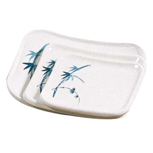 Thunder Group 0010BB 6.5 x 5.5 Inch Asian Blue Bamboo Melamine Rectangular White Plate, DZ