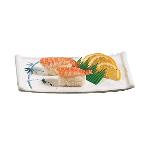 Thunder Group 0011BB 8.5 x 4.75 Inch Asian Blue Bamboo Melamine Rectangular White Sashimi Platter, DZ