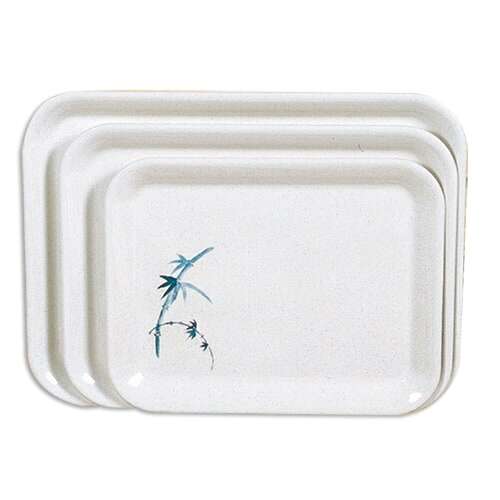 Thunder Group 0901BB 13.5 x 10.25 Inch Asian Blue Bamboo Melamine Small Rectangular White Tray, DZ