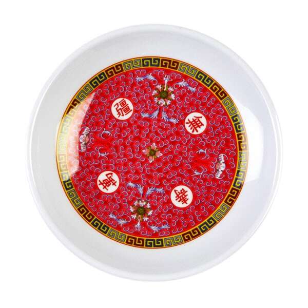 Thunder Group 1004TR 4 Oz 4.5 Inch Asian Longevity Melamine Round Plate, DZ