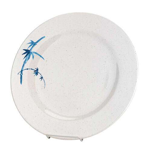 Thunder Group 1010BB 10.38 Inch Asian Blue Bamboo Melamine Round White Plate, DZ