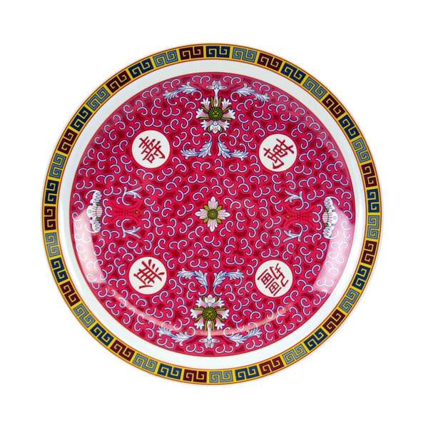 Thunder Group 1015TR 14.38 Inch Asian Longevity Melamine Round Plate, DZ