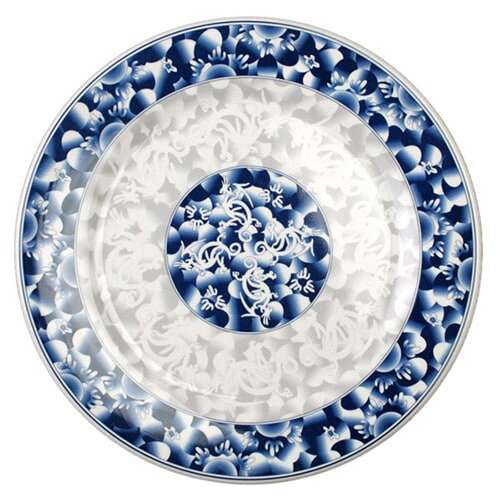 Thunder Group 1016DL 15.5 Inch Diameter Asian Blue Dragon Melamine Plate, DZ