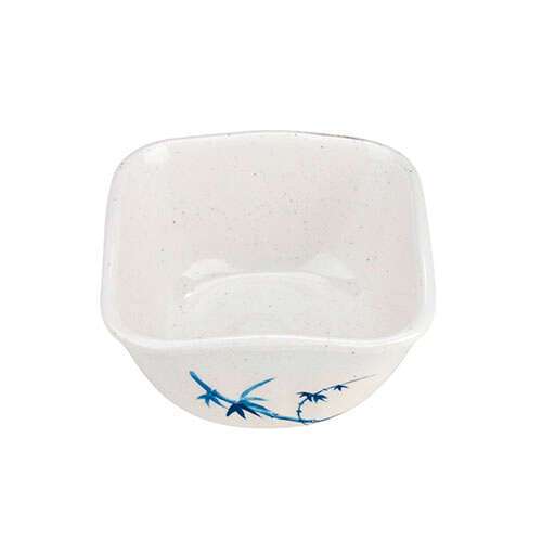 Thunder Group 1035BB 6 Oz 3.38 Inch Asian Blue Bamboo Melamine Round White Vegetable Dish, DZ