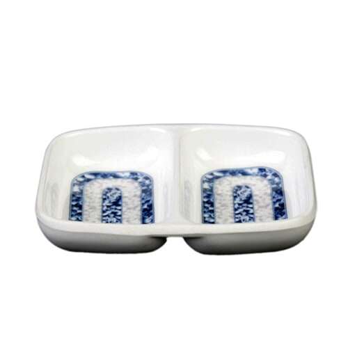 Thunder Group 1102DL 2 Oz 3.38 x 2.75 Inch Diameter Asian Blue Dragon Melamine Twin Sauce Dish, DZ