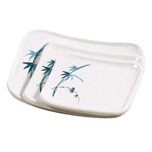 Thunder Group 1201BB 4.75 x 4.25 Inch Asian Blue Bamboo Melamine Large Rectangular White Tray, DZ