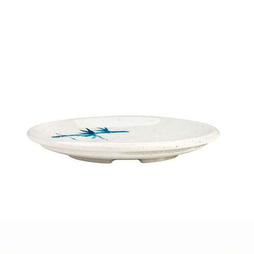 Thunder Group 1338BB 3.75 Inch Asian Blue Bamboo Melamine Round White Saucer, DZ