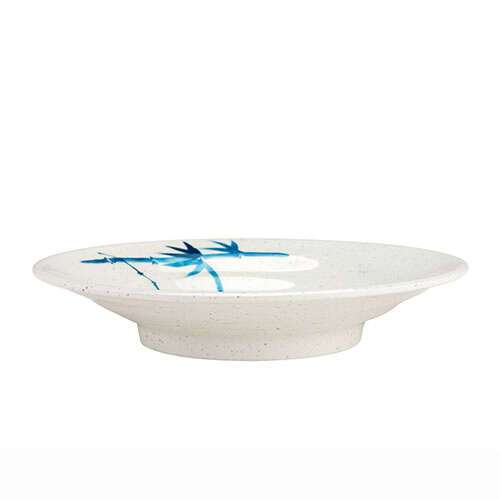 Thunder Group 1350BB 5.12 Inch Asian Blue Bamboo Melamine Round White Soup Plate, DZ