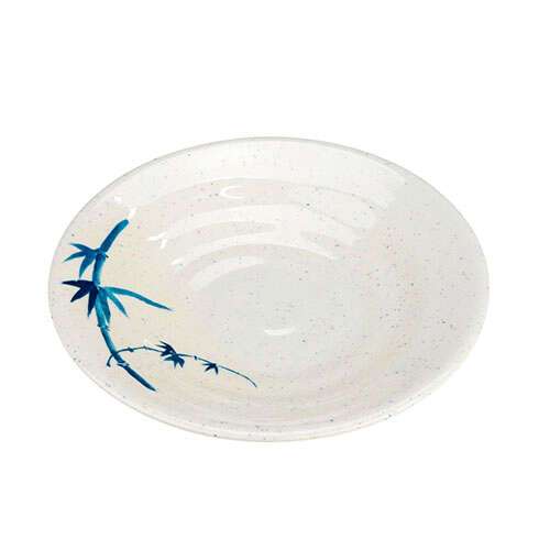 Thunder Group 1350BB 5.12 Inch Asian Blue Bamboo Melamine Round White Soup Plate, DZ