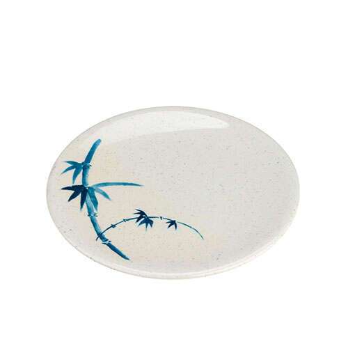 Thunder Group 1360BB 5.8 Inch Asian Blue Bamboo Melamine Round White Plate, DZ