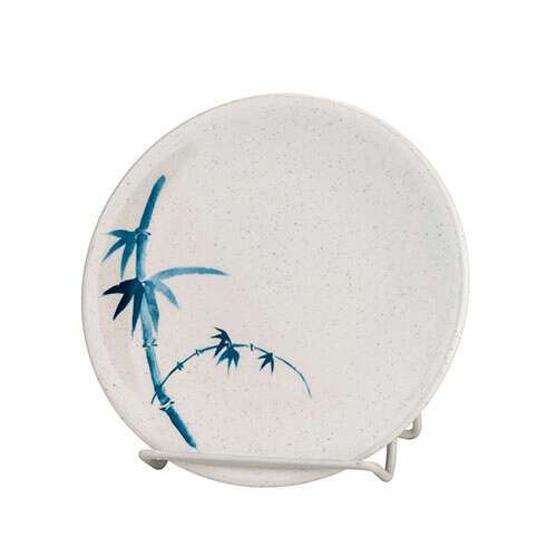 Thunder Group 1360BB 5.8 Inch Asian Blue Bamboo Melamine Round White Plate, DZ