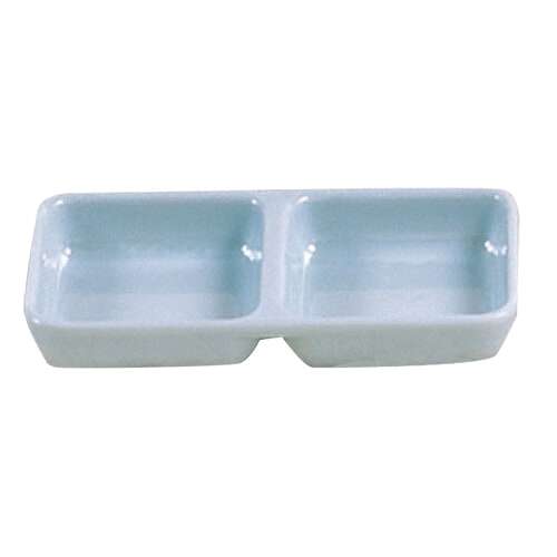 Thunder Group 1902 4 Oz 6 x 3 Inch Diameter Asian Blue Jade Melamine Rectangular Twin Sauce Dish, DZ