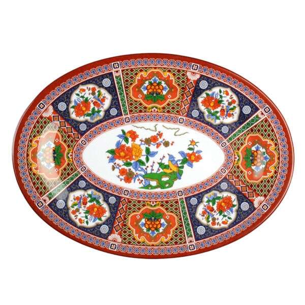 Thunder Group 2009TP 9 x 6.63 Inch Asian Peacock Melamine Oval Platter, DZ