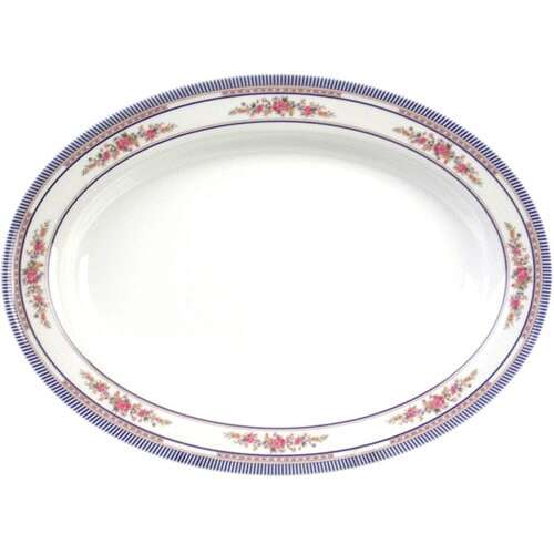 Thunder Group 2110AR 9 Oz 10 x 7.5 Inch Asian Rose Melamine Oval Deep Platter, DZ