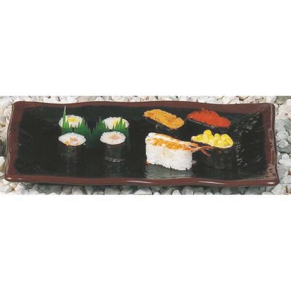 Thunder Group 2412TM 11.25 x 7.25 Inch Asian Tenmoku Rectangular Melamine Wave Plate, DZ