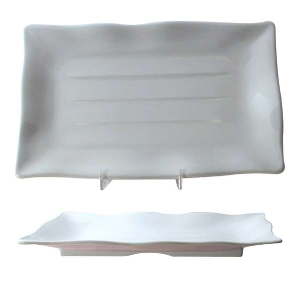 Thunder Group 24140WT 13.5 x 9.12 Inch Western Classic White Melamine Rectangular Wave Plate, DZ