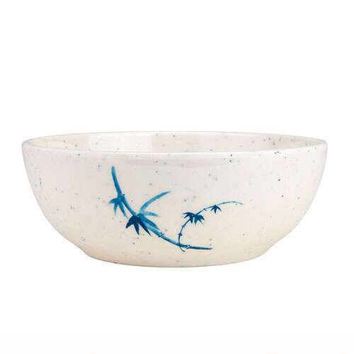 Thunder Group 3001BB 10 Oz 4.5 Inch Asian Blue Bamboo Melamine White Round Bowl, DZ