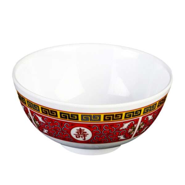 Thunder Group 3004TR 12 Oz 4.8 Inch Asian Longevity Melamine Round Rice Bowl, DZ