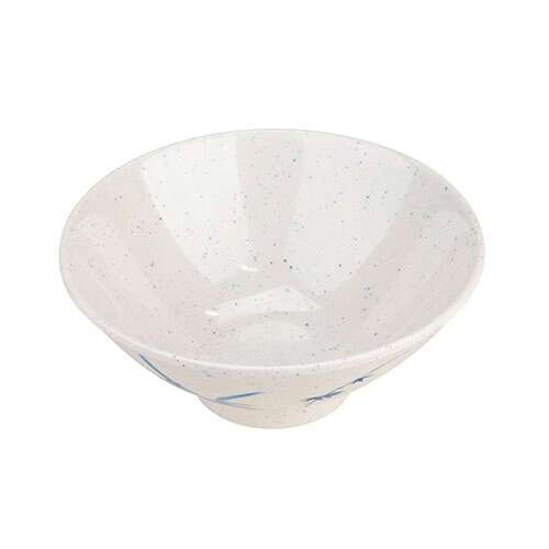 Thunder Group 3005BB 9 Oz 4.75 Inch Asian Blue Bamboo Melamine Round White Rice Bowl, DZ