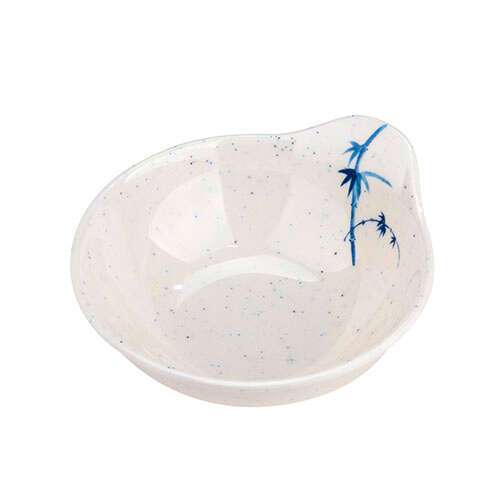 Thunder Group 3501BB 7 Oz 4.5 Inch Asian Blue Bamboo Melamine Round White Sauce Bowl, DZ