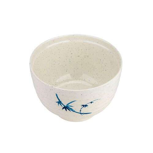 Thunder Group 3502BB 9 Oz 4 Inch Asian Blue Bamboo Melamine Round White Miso Bowl with Lid, DZ