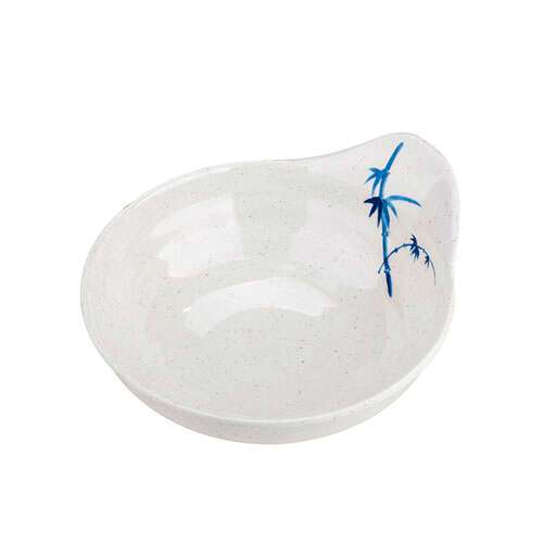 Thunder Group 3545BB 6 Oz 4.5 Inch Asian Blue Bamboo Melamine Round White Saucer, DZ