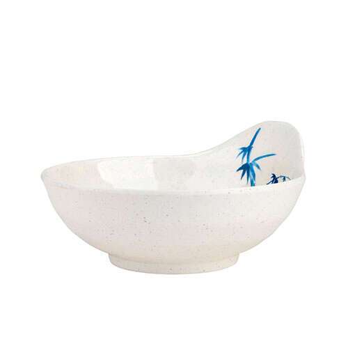 Thunder Group 3545BB 6 Oz 4.5 Inch Asian Blue Bamboo Melamine Round White Saucer, DZ