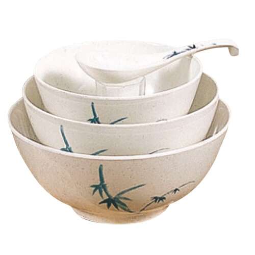 Thunder Group 5206BB 25 Oz 5.8 Inch Asian Blue Bamboo Melamine Round Rice White Bowl, DZ