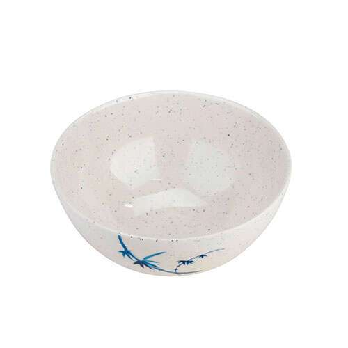 Thunder Group 5206BB 25 Oz 5.8 Inch Asian Blue Bamboo Melamine Round Rice White Bowl, DZ