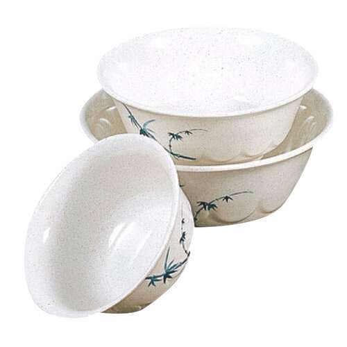 Thunder Group 5285BB 53 Oz 8.25 Inch Asian Blue Bamboo Melamine Round Scalloped White Bowl, DZ