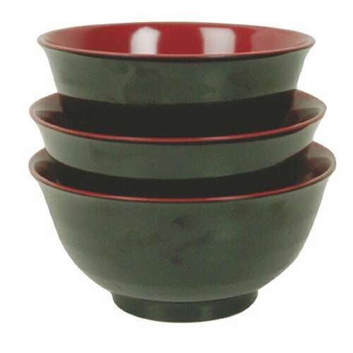 Thunder Group 5560JBR 24 Oz 6.12 Inch Asian Two Tone Melamine Red and Black Round Medium Soup Bowl, DZ