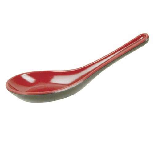 - 7003JBR.75 Oz 5.63 x 1.63 Inch Asian Two Tone Melamine Red and Black Spoon, DZ