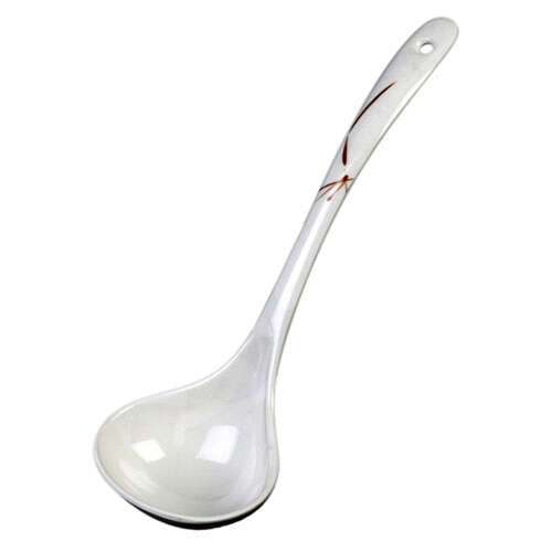 Thunder Group 7006BO 2.5 Oz 9.75x3.375-Inch Asian Melamine White Bamboo Soup Ladle, DZ