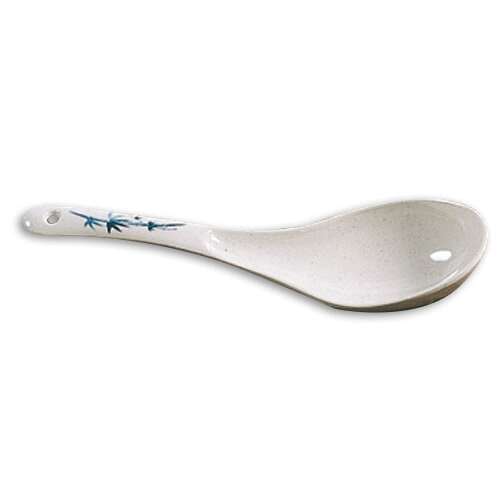 Thunder Group 7007BB 2.5 Oz 8.75 x 2.75 Inch Asian Blue Bamboo Melamine White Soup Ladle/Spoon, DZ