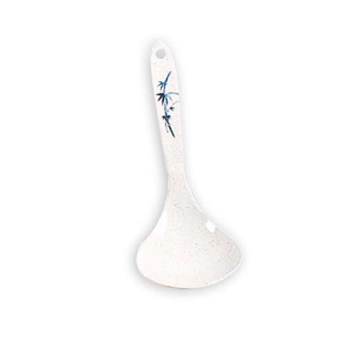 - 7008BB 1.5 Oz 9 x 3 Inch Asian Blue Bamboo Melamine White Rice Ladle, DZ