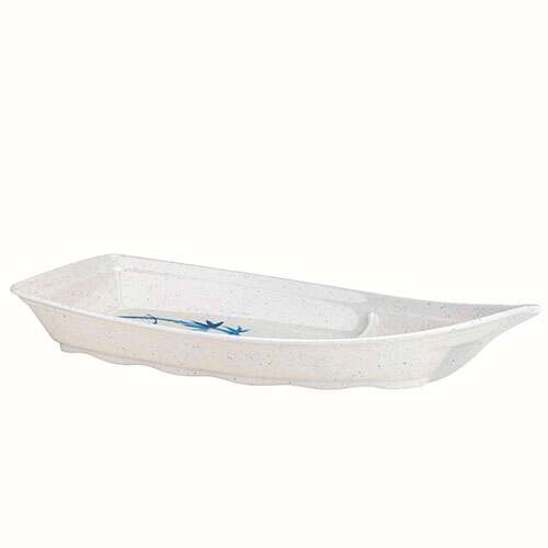 Thunder Group 8004BB 13 Oz 9.5 x 4.5 Inch Asian Blue Bamboo Melamine Small White Sushi Boat, DZ
