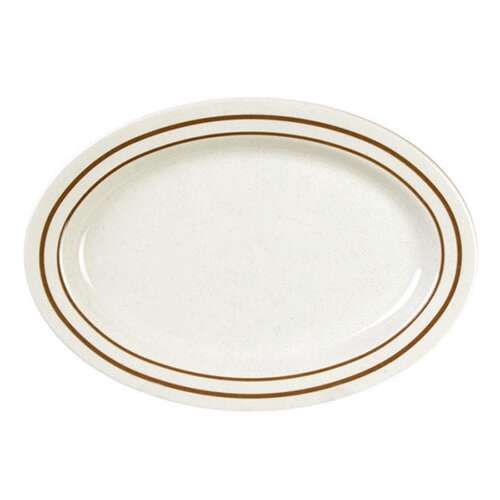 Thunder Group AD222AA 24 Oz 12 x 9 Inch Western Arcadia Oval Melamine Beige Platter, DZ