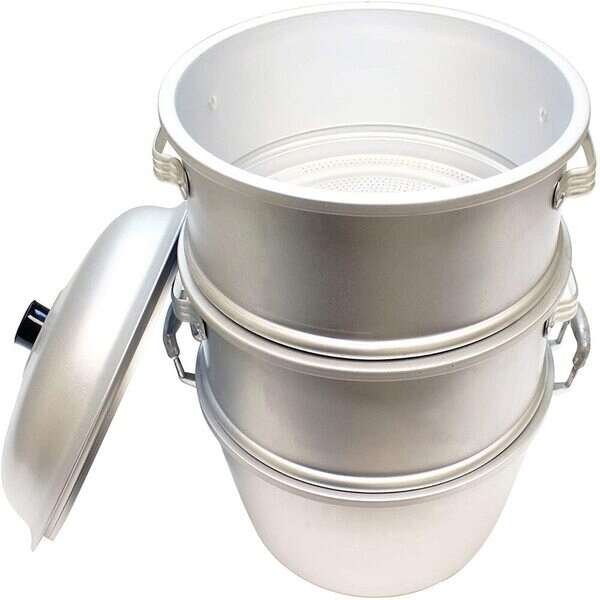 Thunder Group ALST005, 13x19.5-inch Aluminum Steamer Set of Lid, Steamer & Bottom, SET