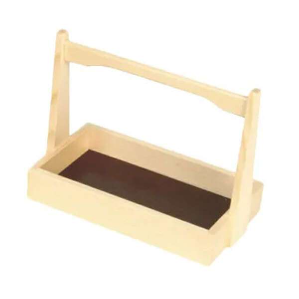 - K109, 6.5x3.75-inch Shiraki Wooden Shoyu Sauce Holder Tray with Handle, EA