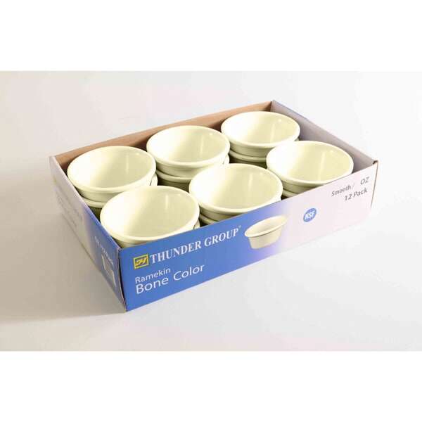 Thunder Group ML536B1R 2.5 Oz 2.8 Inch Smooth Melamine Round Bone Ramekin (Retail Pack), DZ