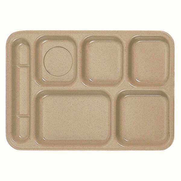 Thunder Group ML801S 14.5 x 10 Inch Western Milestone Melamine Rectangular Left-Hand 6 Compartment Sand Colored Tray, DZ