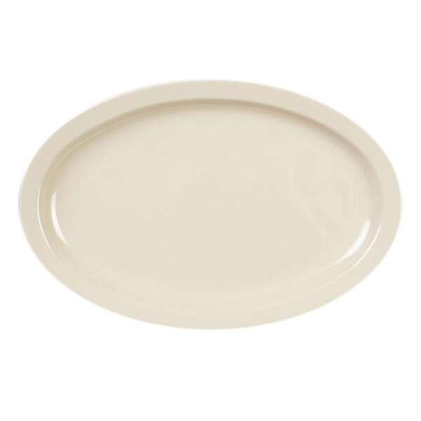 Thunder Group NS515T 13.25 x 9.63 Inch Western Nustone Tan Melamine Oval Beige Narrow Rim Platter, DZ