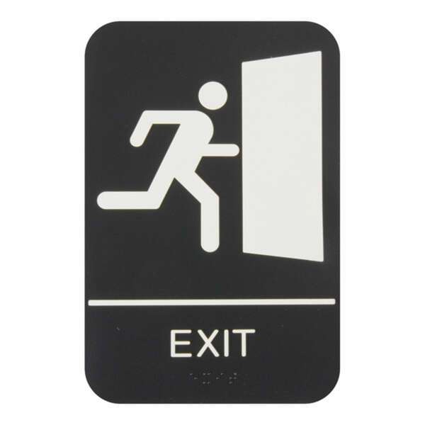 Thunder Group PLIS6956BK, 6x9x1-inch Acrylonitrile Styrene 'Exit' Information Sign with Braille, EA