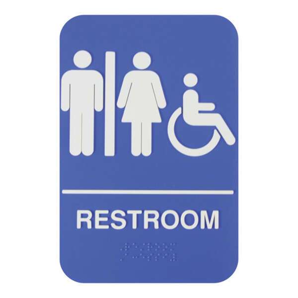 - PLIS6960BL, 6x9x1-inch Acrylonitrile Styrene 'Restroom/Accessible' Information Sign with Braille, EA