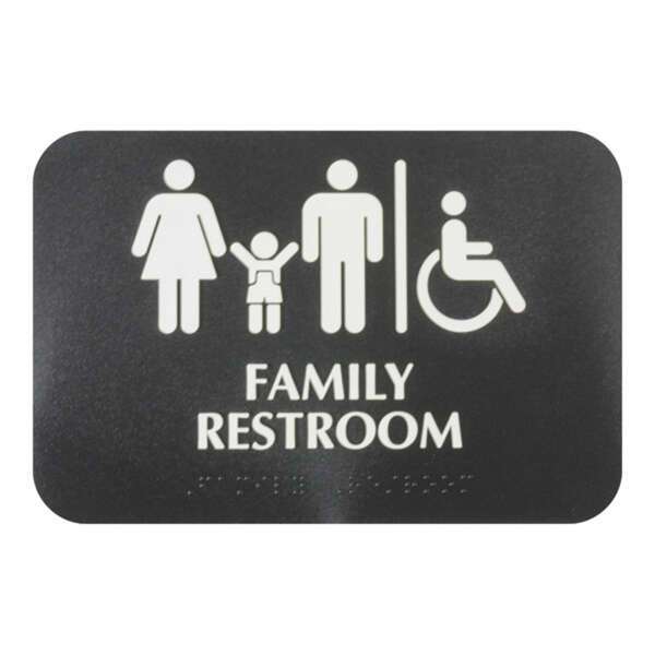 - PLIS9601BK, 9x6x1-inch Acrylonitrile Styrene Information Sign 'Family Restroom/Accessible' with Braille, EA