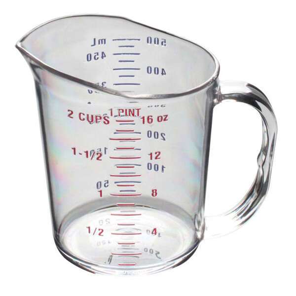 Thunder Group PLMC016CL, 1-Pint Polycarbonate Measuring Cup with Handle, Capacity Marking Cups-Ounces, Clear