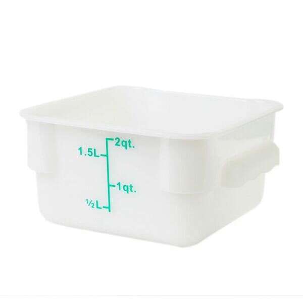 Thunder Group PLSFT002PP, 2-Quart Plastic White Square Food Storage Containers (Lids sold separately)