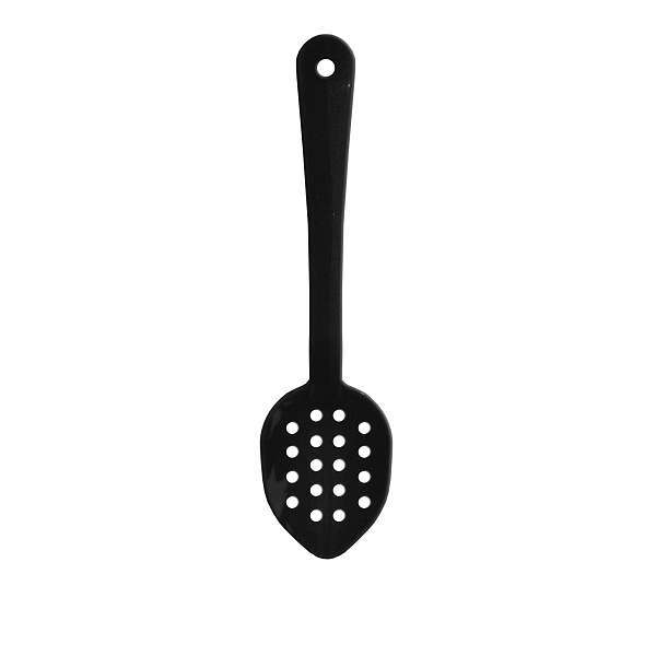 - PLSS113BK, 11-Inch Polycarbonate Perforated Serving Spoon, Black, 12/CS