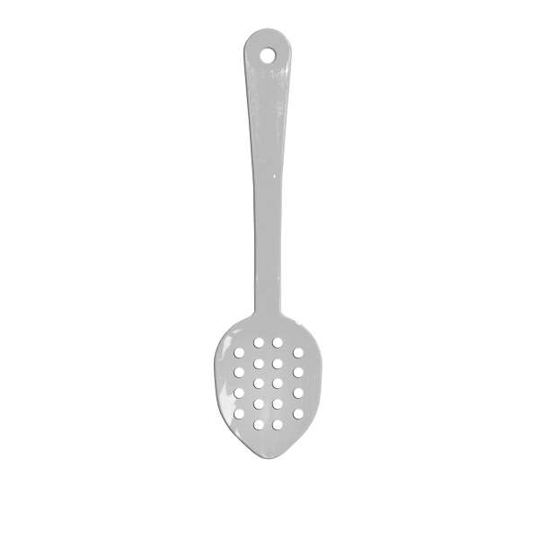 - PLSS113WH, 11-Inch Polycarbonate Perforated Serving Spoon, White, 12/CS