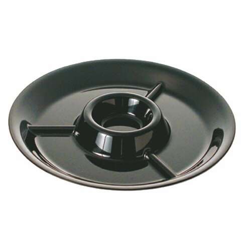 Thunder Group RF6016BW 14 1/2 Inch Western Black Pearl Melamine Two Tone Black Round 3 Section Appetizer Platter, EA